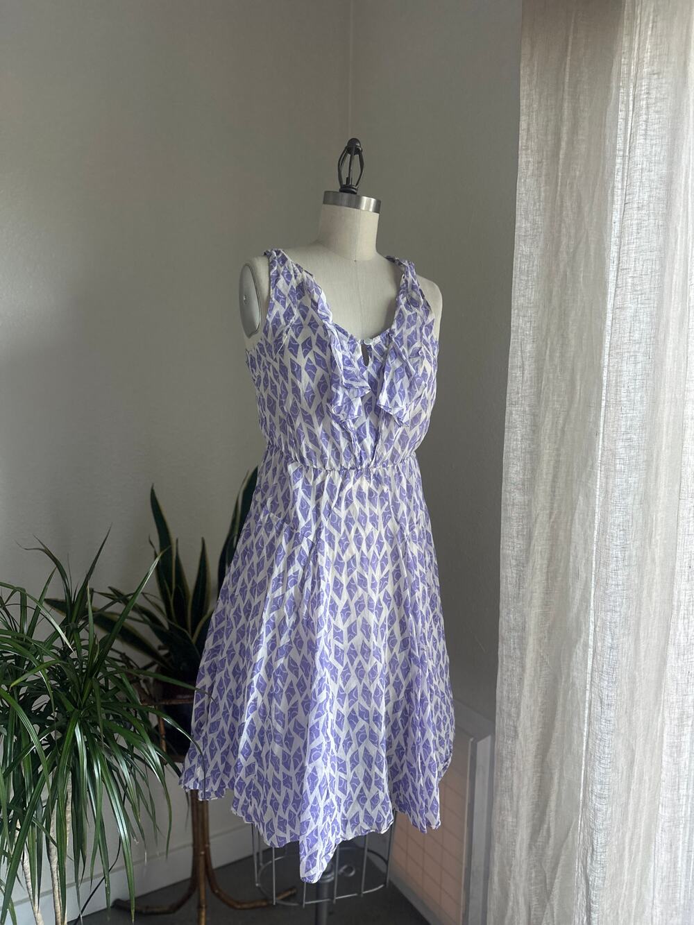 Anthropologie Meadow Rue Women 0 Dress Periwinkle Purple Diamond Summer
